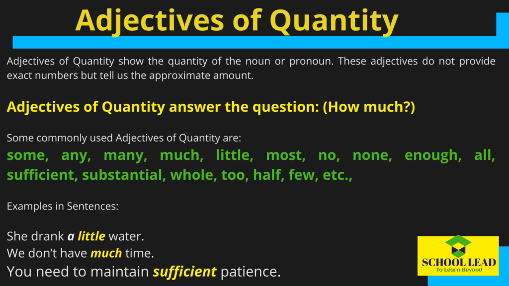 Adjective Of Quantity Quality And Number