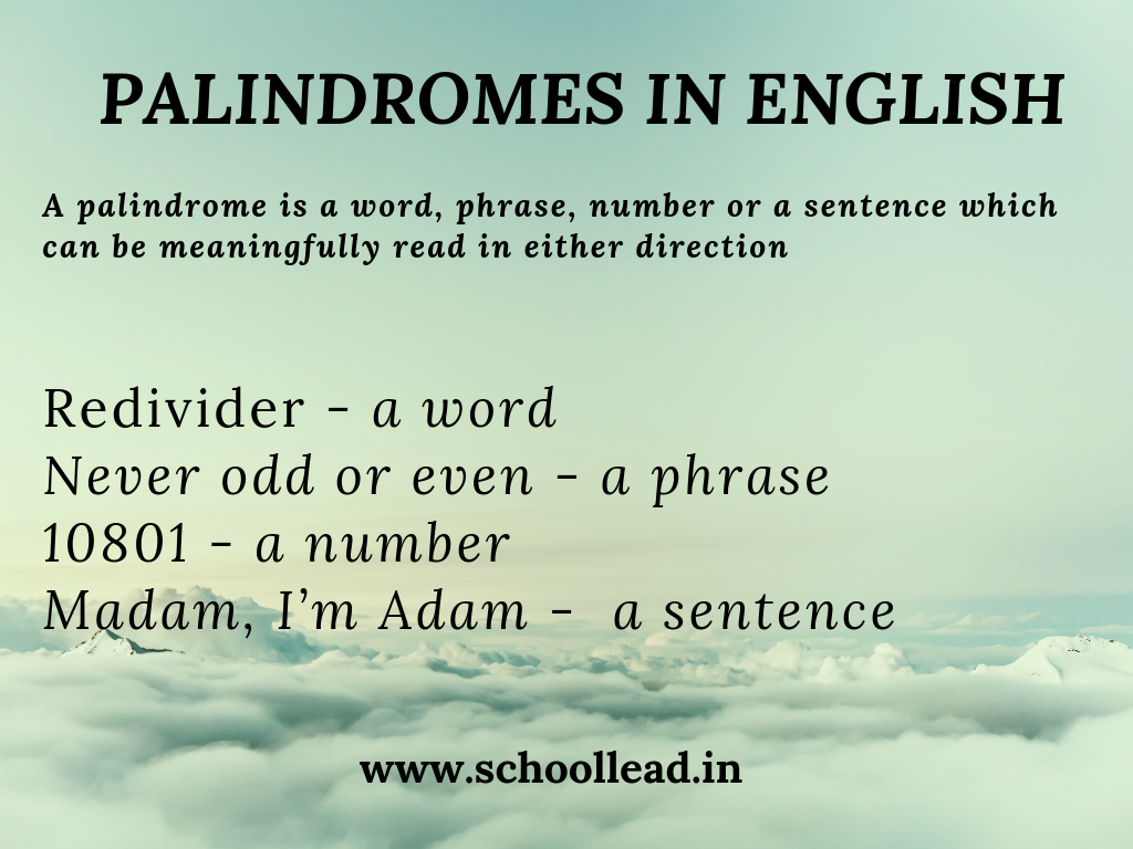 Palindromes In English Language School Lead
