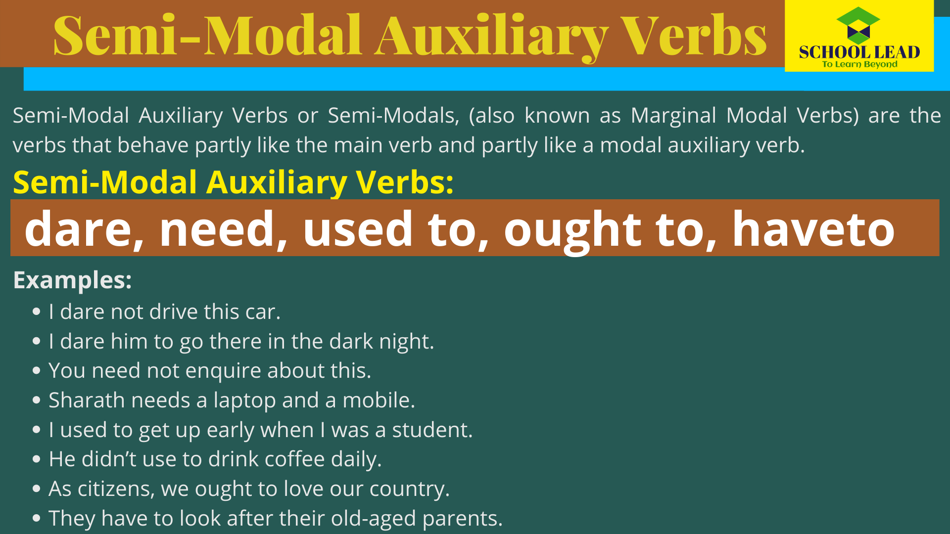 Semi-Modal Auxiliary Verbs