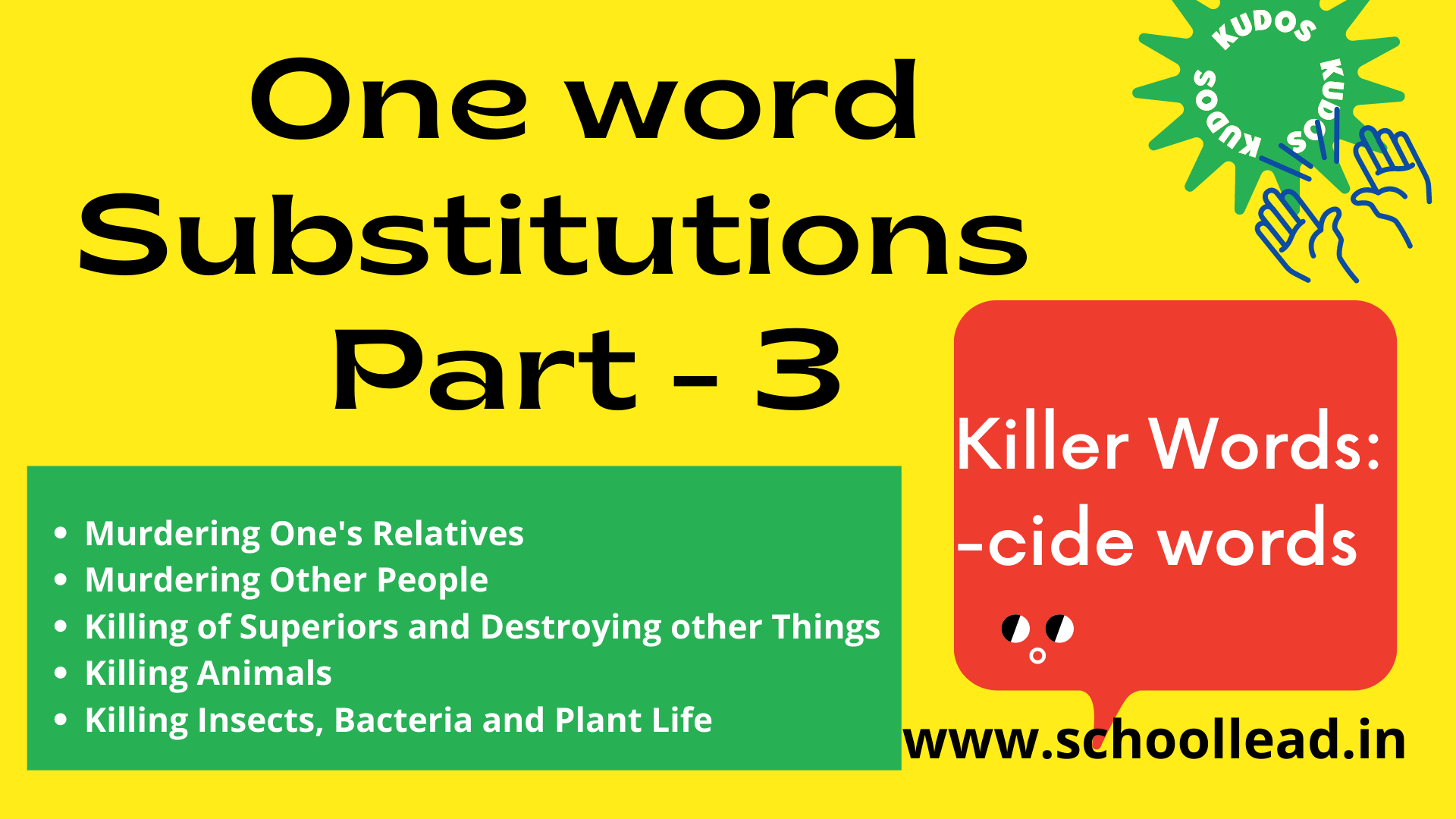 One Word Substitutions -cide words - English Vocabulary - School Lead
