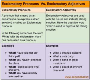 Exclamatory Pronouns - School Lead